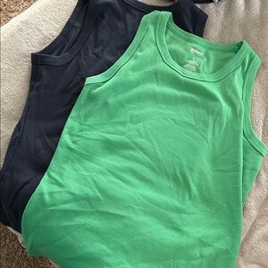 Women’s Sleeveless Tank Tops - Green and Navy
